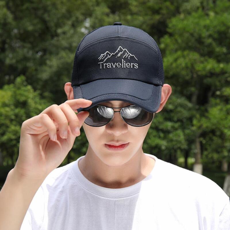 Unisex couple item lettering embroidery mesh baseball cap Navy