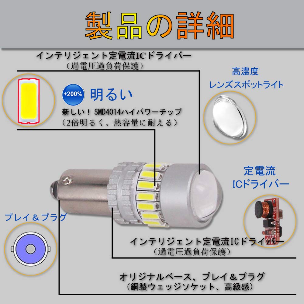 Eseastar BAX9S H6W LED Bulb Position Explosive White License Plate Light Room Lamp Bright
