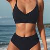 Solid Color Matching High Waist Sexy Bikini Split Swimsuit Swimsuit