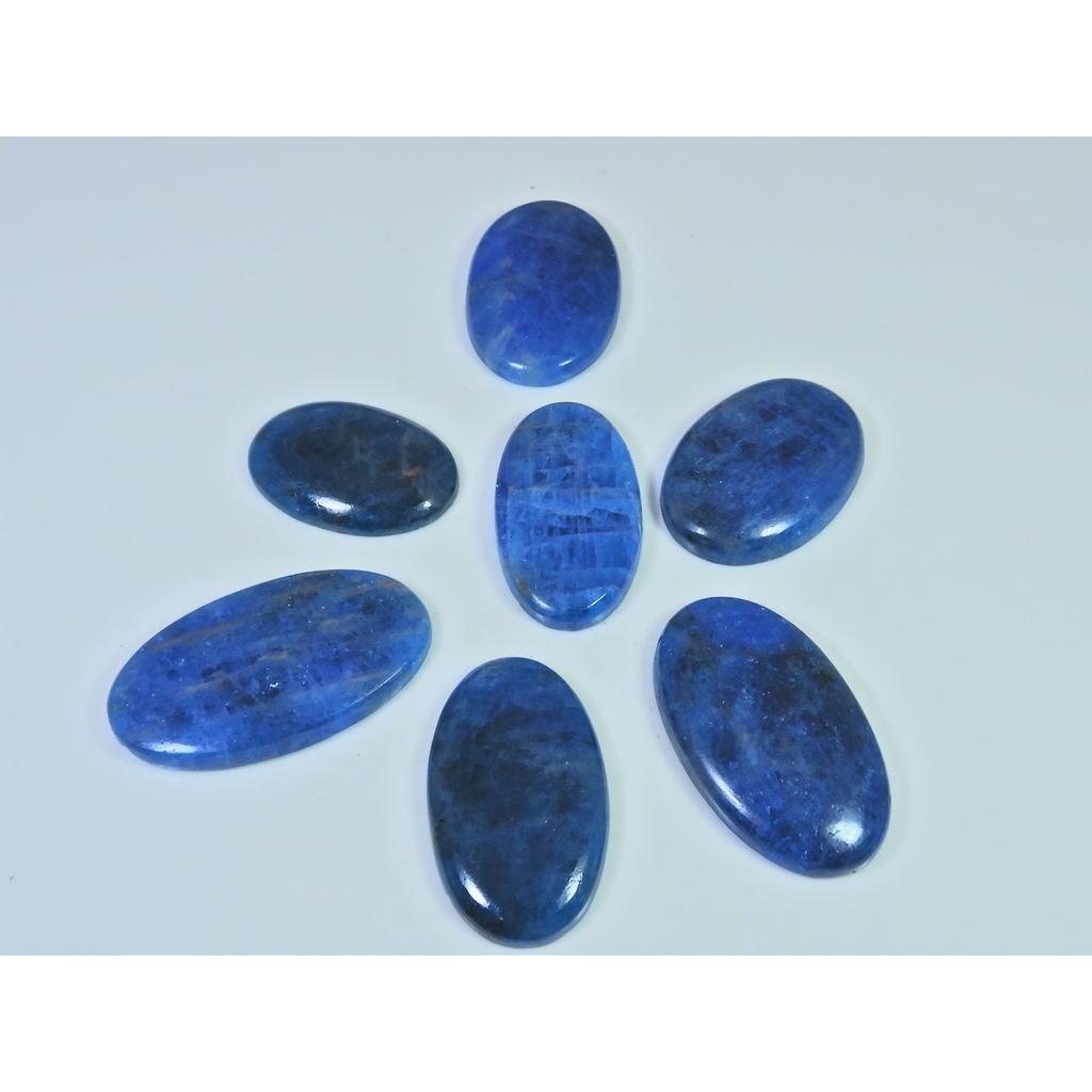 07Pcs Natural Blue Apatite Oval Shape Cabochon Loose Gemstone 310Cts. Lot C-2430