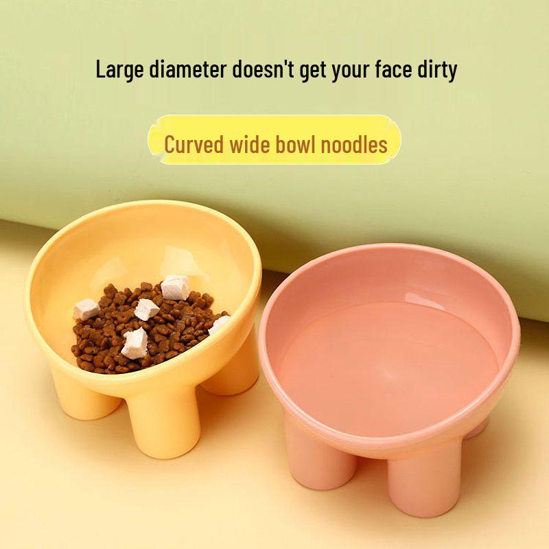 Macaron Color Raised Pet Bowl with Elephant Legs - Neck Protection Design for Cats and Dogs