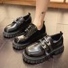 Modische klobige Plateau-Oxfordschuhe für Damen Gothic Dicke Sohle Rutschfeste Slipper Frau Lackleder Doppelschnalle Mary Jane Schuhe