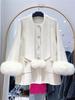 2025 Autumn/Winter Women's Mid-Length Double-Sided Wool Coat with Fox Fur Cuffs - Korean Style