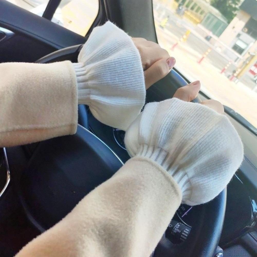 

Вязаные Накладные Рукава Универсальные Воланы Рукав до Локтя Новые Нарукавники Осень и Зима белый