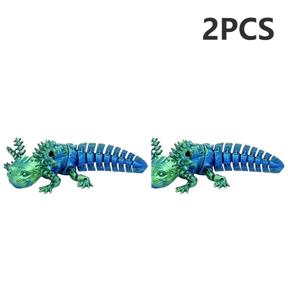2pcs 3D Printed Axolotl Desk Toy Collectible Articulated Figurine Desk Toy Articulated Axolotl Stress Relief Home Desktop Decor