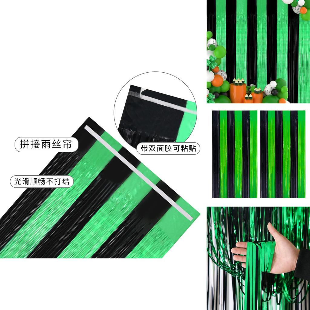 Vibrant Black And Green Rain Curtain For Stunning St. Patrick's Day Party Backdrops