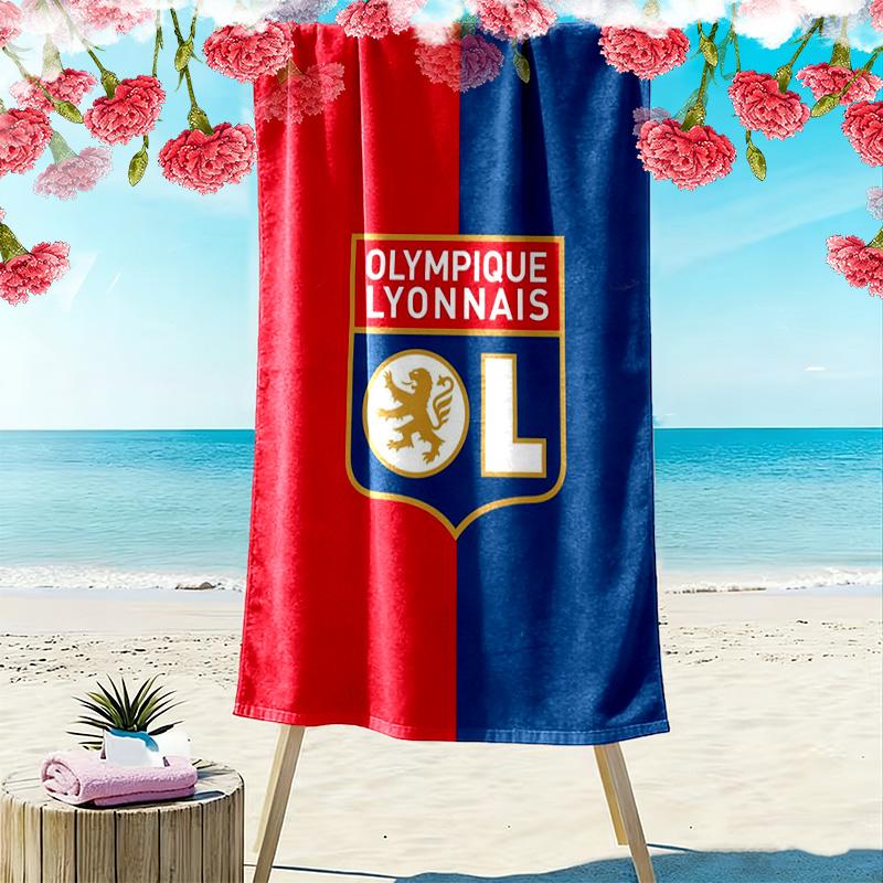 Asciugamano da Spiaggia Stampa Olympique Lyonnais, Asciugamano Grande Morbido Asciugatura Rapida per Spiaggia Campeggio Nuoto