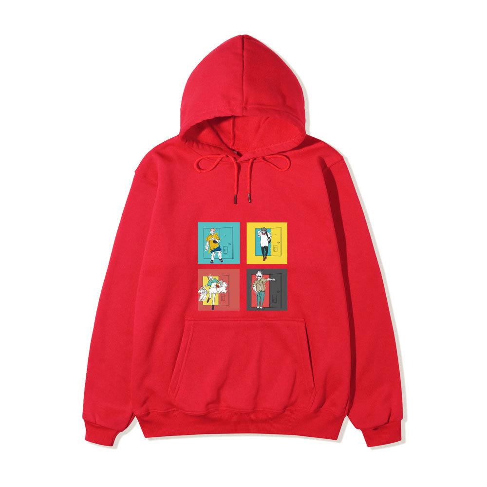 Anime Jujutsu Kaisen Ending Scene Printed Hoodie Loose Warm Fleece Sweatshirt Autumn Winter Minimal Street Pullover