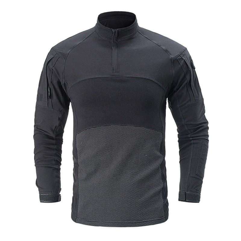 Mens Long Sleeve Tactical Hiking Shirt Camo Breathable Quick Dry Outdoor Training Top