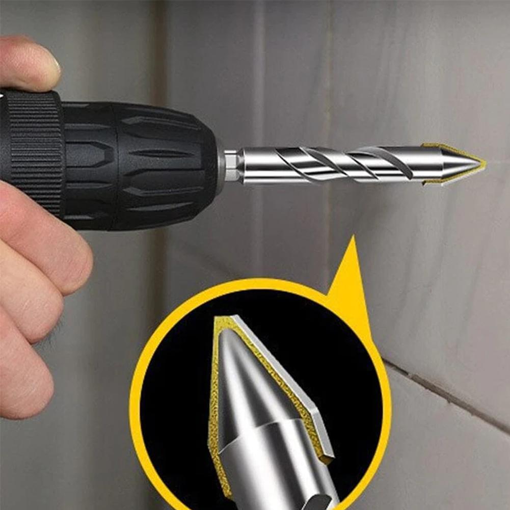 4Pcs High Hardness Eccentric Drill Precision Drilling 6/10/12mm Glass Cement Metal Ceramic Punching Rock Slab Triangle Drill Bit