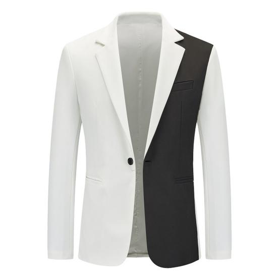 

Men Suit Coat Lapel Notch Collar Single Button Long Sleeves Contrast Color Slim Fit Straight Anti-wrinkle Formal Business Men Jacket L білий