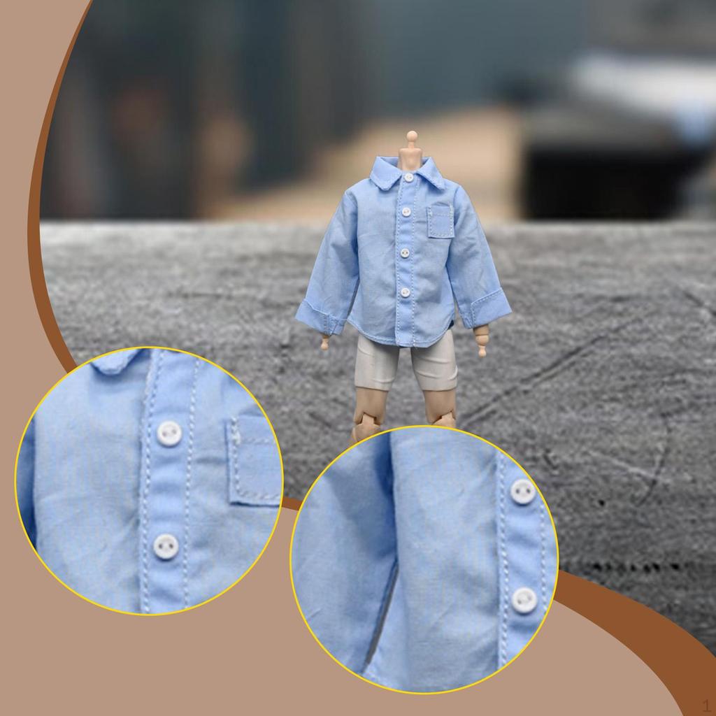 1/ Figure Shirt 6 inch Male Clothes Realistic Miniature Soft Cosplay Model DIY Doll Dressing