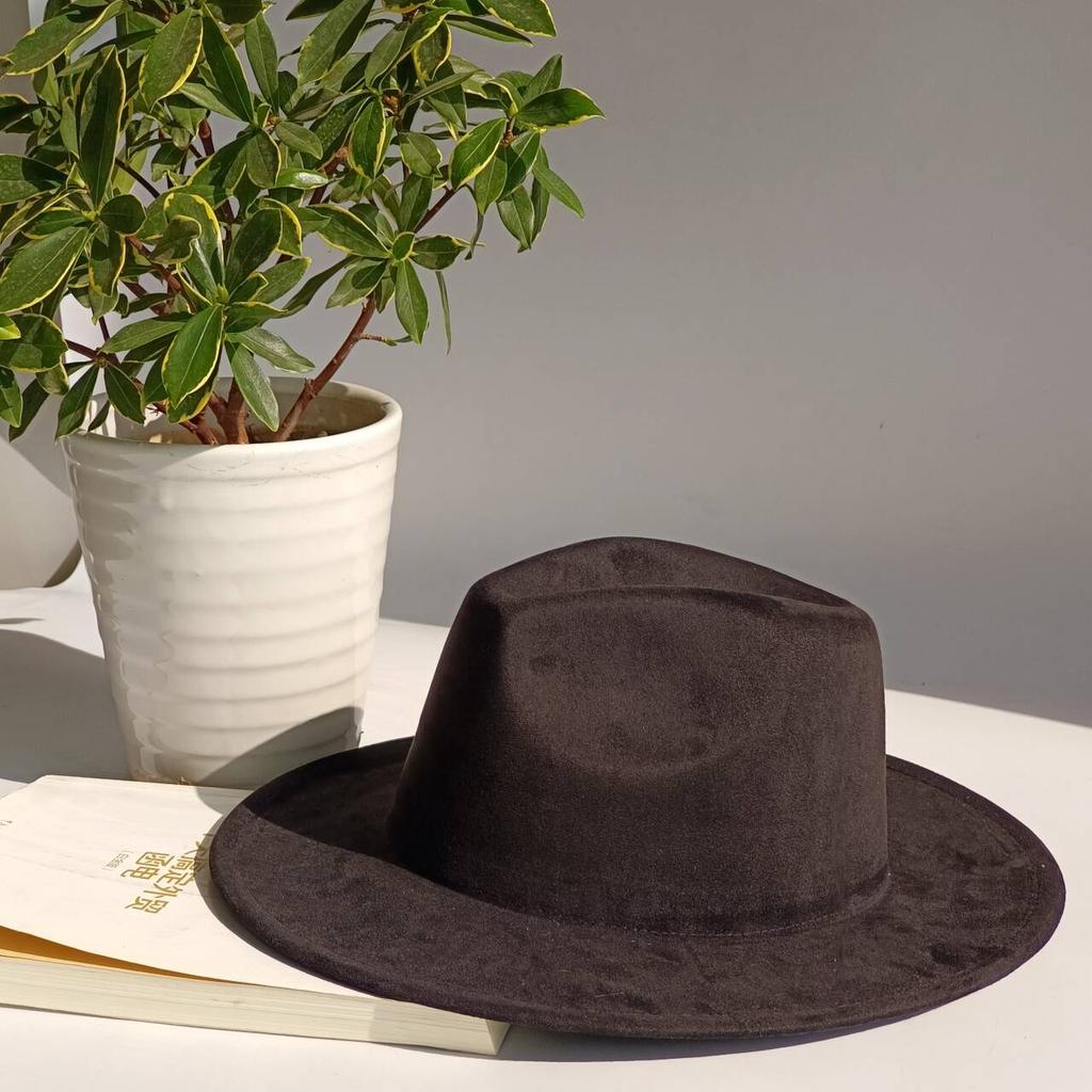 LIDHAY Western Style Suede Hat, Unisex Wide Brim Fedora Hat, Felt Panama Hat, Rancher Hat LIDHAY Western Style Suede Hat, Unisex