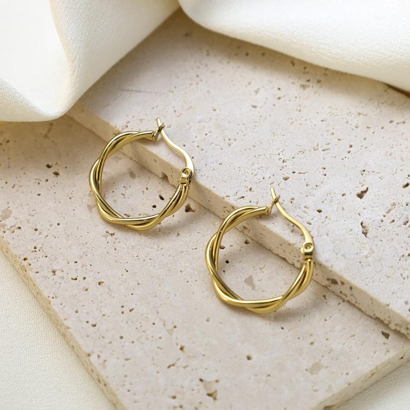 Stylish Geometric Twist Earrings, Simple Stainless Steel Earrings, Personalized Trendy Fashion Earrings