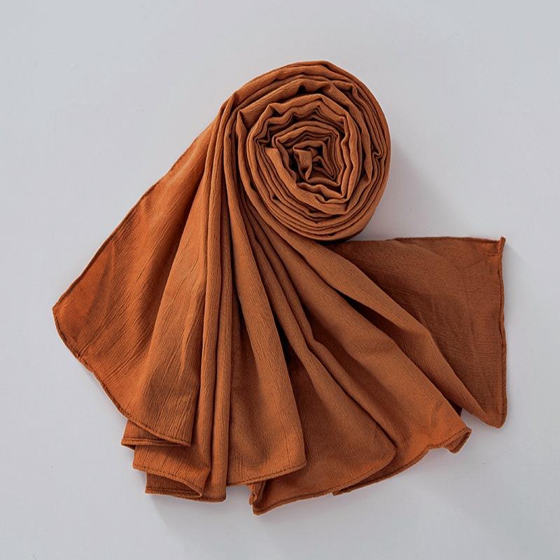 New Breathable Crumpled Scarf For Women Girls Solid Scarves Soft Cotton Wrinkle Pashmina Shawl Foulard Winter Warm Wrap Shawls