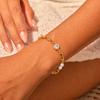 Gold Plated Adjustable Geometric Jewelry Heart Shaped Zircon Paperclip Charm Bracelet Stainless Steel Baroque Pearl Bangle