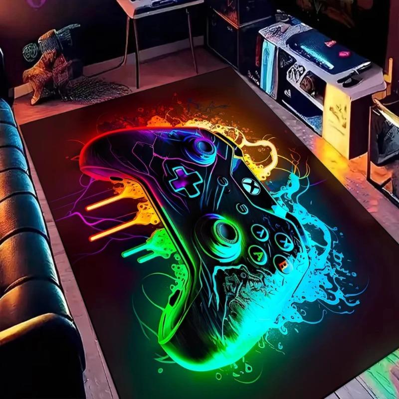 Colorful Game Controller Carpet Men's Cave Game Room Geometric Print Floor Mat Living Room Sofa Decor Rug Bedside Non Slip Rugs