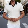 Men's Solid Color Collared Short-Sleeve Knit Polo Shirt.