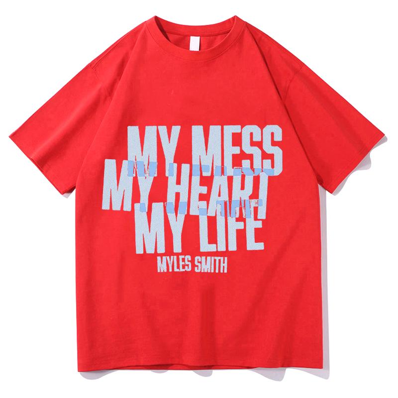 

My Mess My Heart My Life Printed TShirts Sarcastic Mama Shirt Pure Fashion Casual Graphic T Shirts Funny Gift Tees Tops Clothes S
