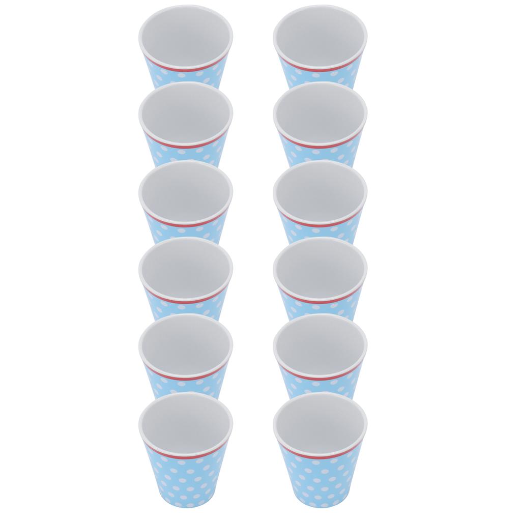 12PCS Light Blue Dot Pattern Imitation Ceramic Water Cup Drinking Mug for Restaurant School Gift