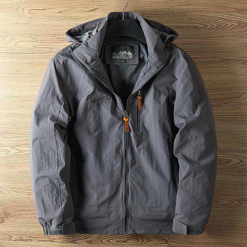 Men's Spring & Autumn Lightweight Windproof Waterproof Jacket with Detachable Hood