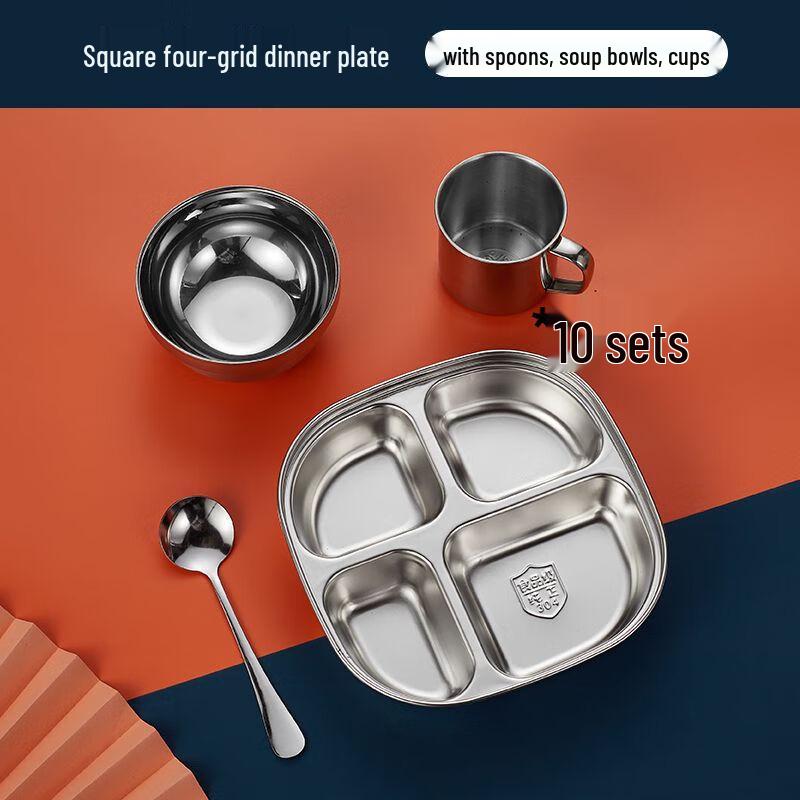 Cartoon 304 Stainless Steel Kids Divided Meal Set