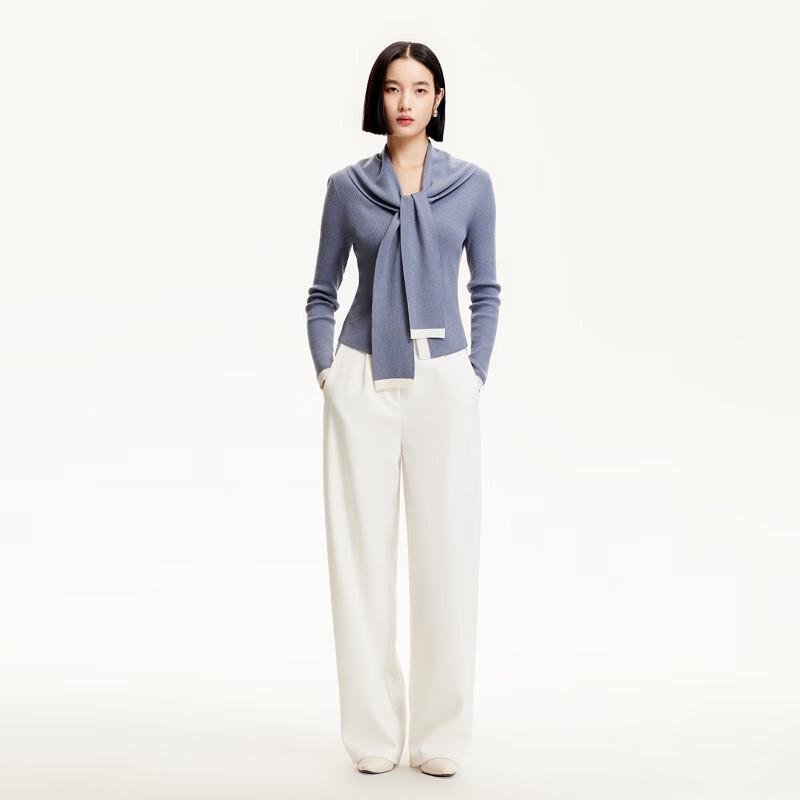 VEROMODA 2025 Spring V-Neck Slimming Knit Sweater with Detachable Shawl