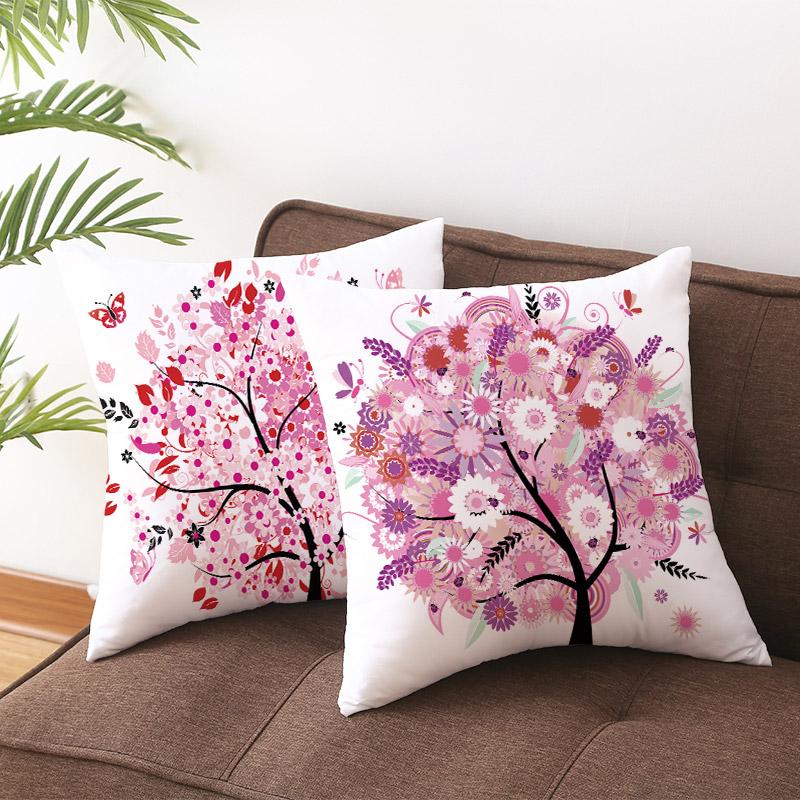Colorful Tree Printing Decorative Pillowcase Colorful Tree Pillow Case Polyester Tree Pattern Pillow Cover Kussensloop Zt287