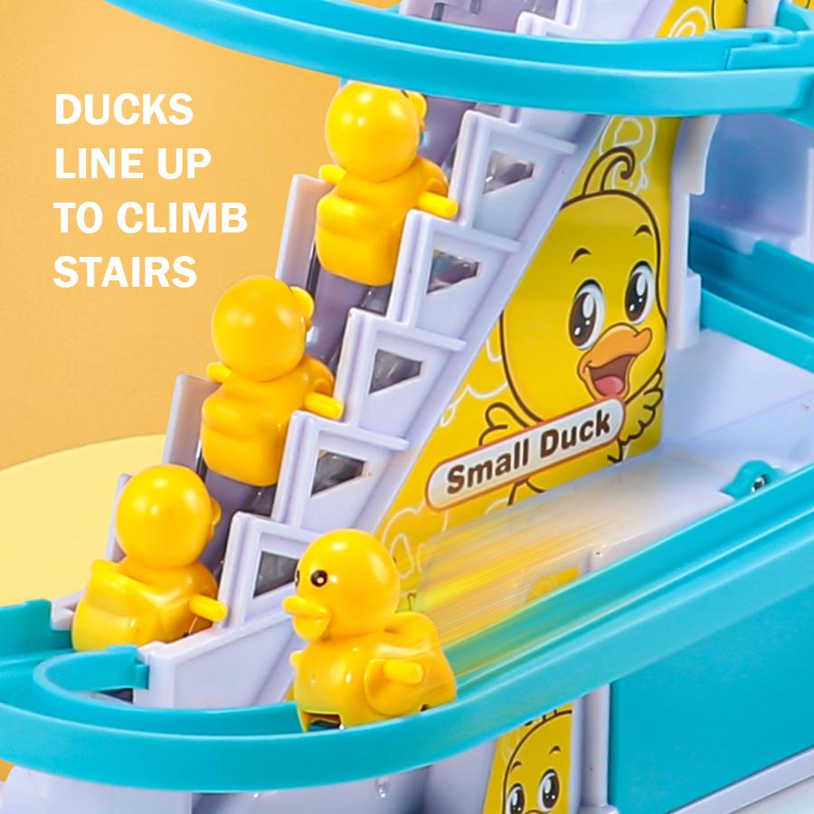 Stair-climbing duck queue track sliding duck music lighting kidsren's educational play house memory counting science and education toys