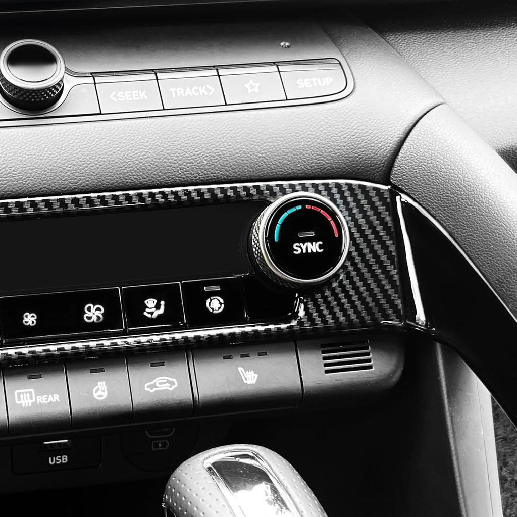 Carbon Fiber Style Center Console Air Conditioning Switch Button Panel Cover Trim Compatible with Hyundai Elantra N Elantra N Line CN7 2021-2025