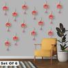 Lotus Wall Hanging with Jhumki - Set of 6 | Pink/Raani Artificial Flowers Bunch |