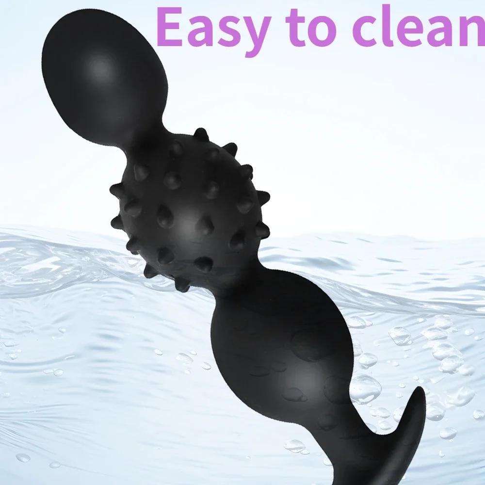 Grosses Perles Anales en Silicone Plug Anal Balle Intégrée Massage de la Prostate Masturbation Jouets Sexuels pour Femmes Hommes Gays Couples Jeux Adultes