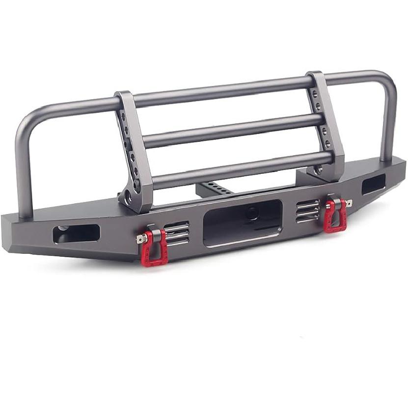 INJORA Adjustable Front Bumper with Led Light for TRX4 Axial SCX10 SCX10 II 90046 90047 RC Car Upgrade Part(Black)