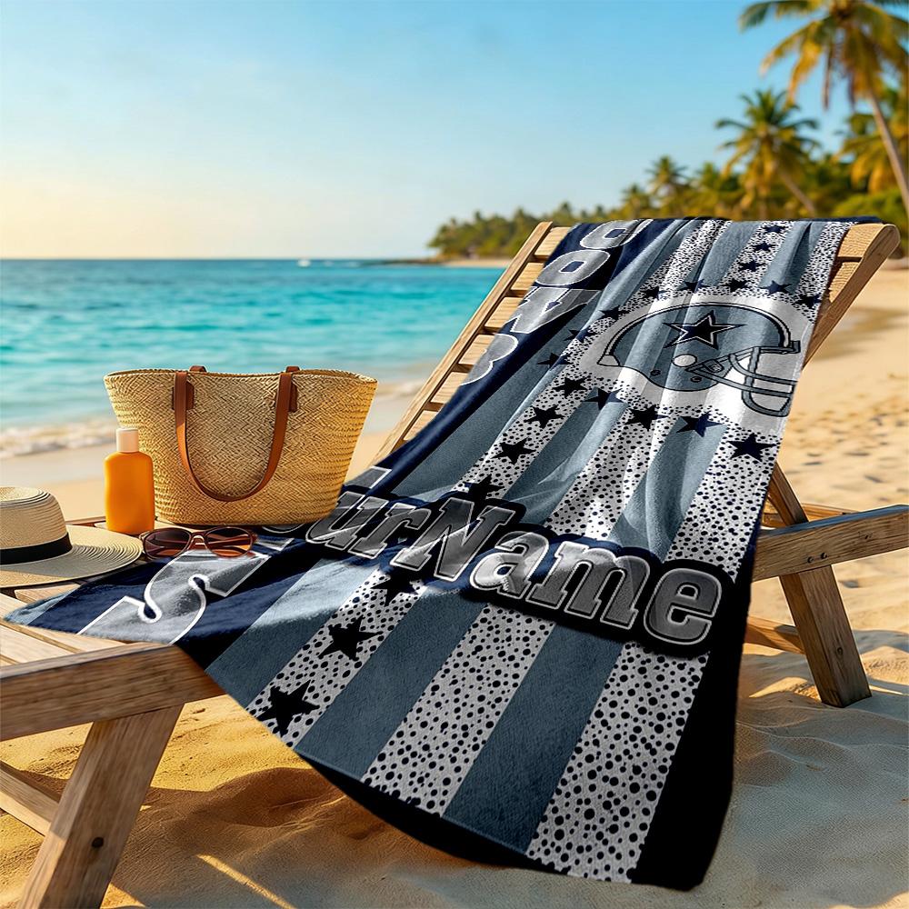 Dallas Customizable Name Beach Towel Soft Durable Quick-Dry For Beach Bathroom Outdoor Swimming Pool Camping Picnic Yoga Diving Vacation Accessories