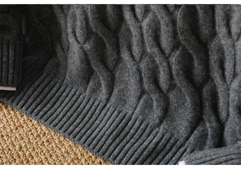 Men's Heavyweight 100% Wool Cable Knit Pullover Sweater