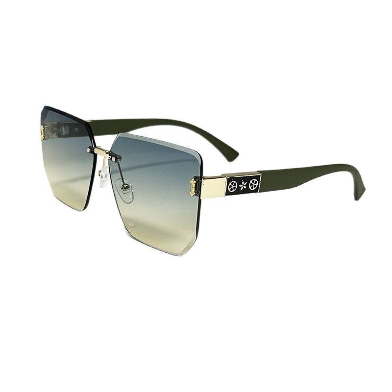 Sunglasses Women'S High-End Sense Rimless Trimmed Pattern Glasses Loner Voe Fashion Casual Sunglasses