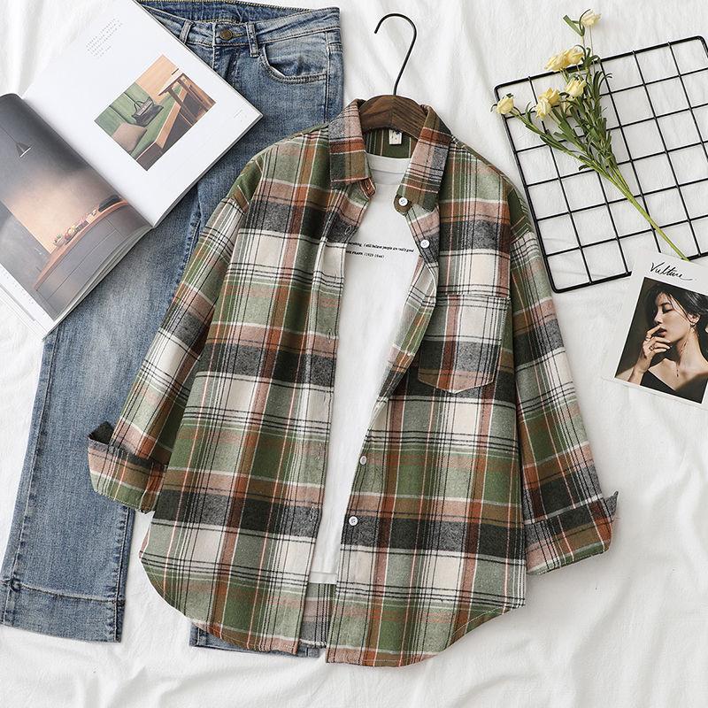 Plaid Shirts Womens Blouses Long Sleeve Lady Checked Tops Loose Female Outwear Casual Clothes Spring Autumn News 2026
