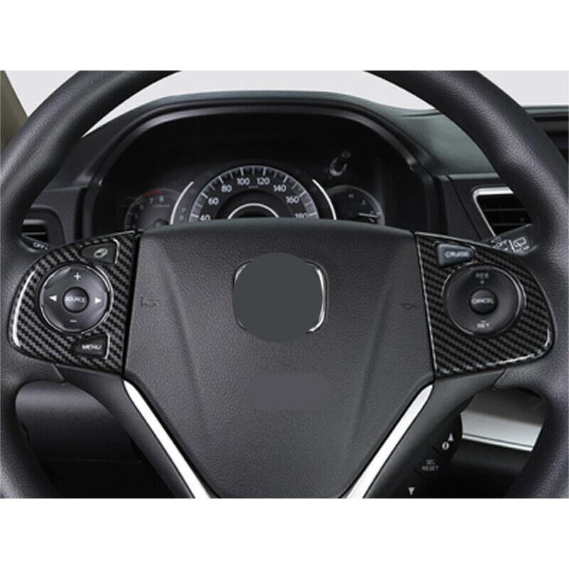 CITALL ABS 2pcs Black Carbon Fiber Style Steering Wheel Button Cover Trim Fit For Honda CRV CR-V 2012 2013 2014 2015 2016