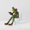 Garden Frog Statue Waiter Flower Bouquet Toilet Frog Figurine Sculpture Indoor Outdoor Home Office Desktop Decoration Ornament