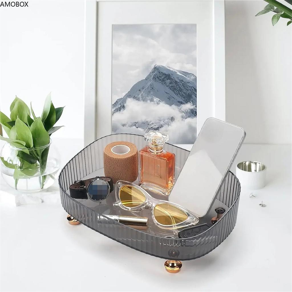 Großer Parfüm-Kommoden-Schreibtisch-Organizer Transparente Desktop-Aufbewahrungsbox Badezimmer-Make-up-Tablett Lotion-Flaschen Kosmetika Hautpflegeprodukte