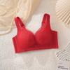Non-magnetic steel rim bra, light and thin, large breasts, small lace bra, four-breasted breast adjustment type, large size.