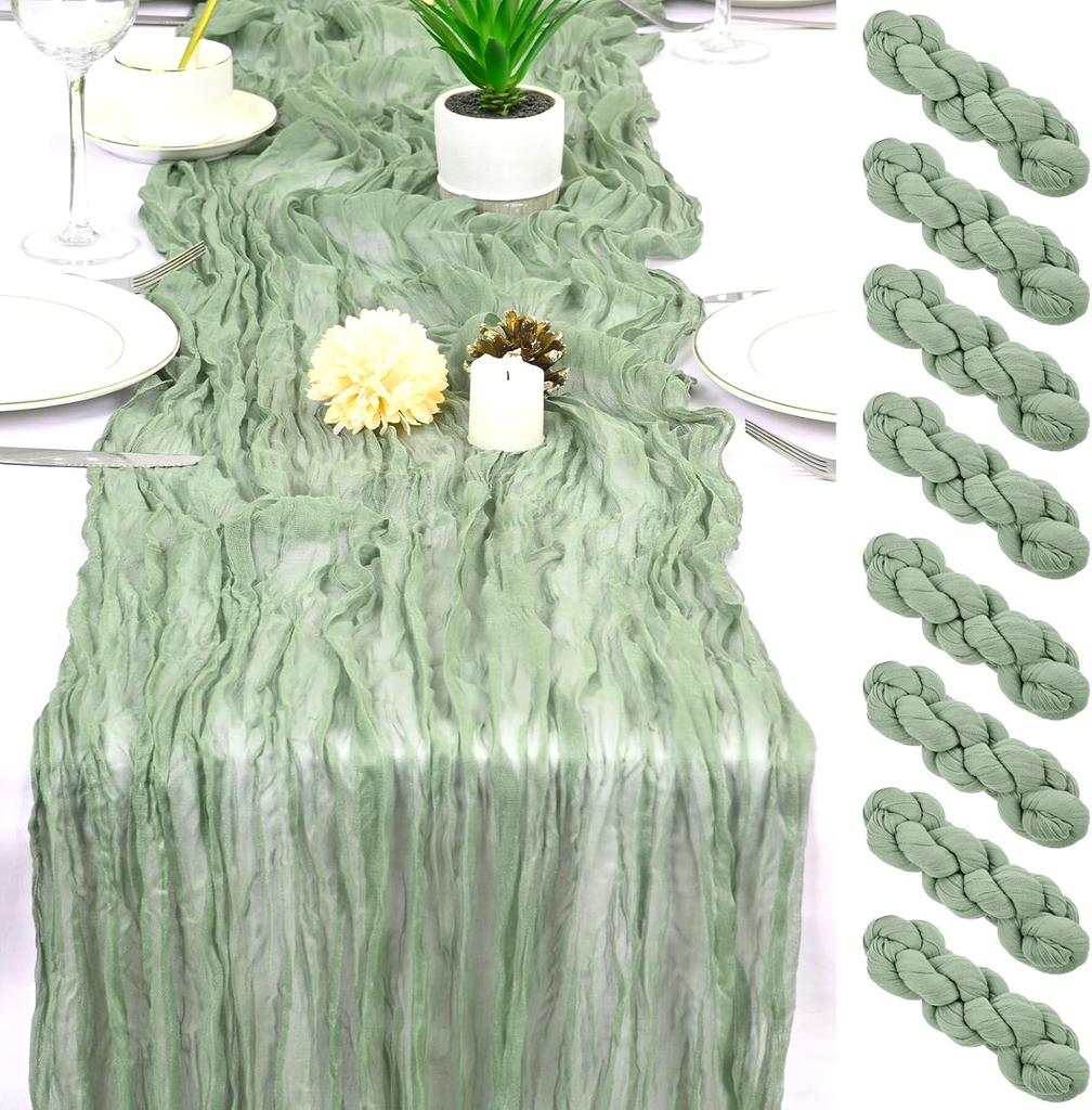 8Pcs Cheesecloth Table Runner, Boho Gauze Cheese Cloth Table Runners for Wedding Party Baby Bridal Shower Banquet Home Decor