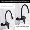 ELLEN Wall Mount Kitchen Sink Faucet Hot Cold Sink Water Mixer Tap 2 Holes Black Faucets 360 Degree Swivel ELK5400