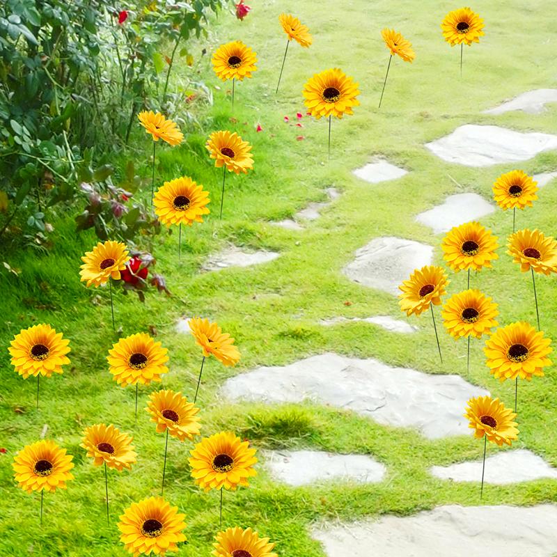 1Set Artificial Flower Micro Landscape Potted Plant Decoration Lawn Decoration Cloth Outdoor Landscape Daisy Card Insertion