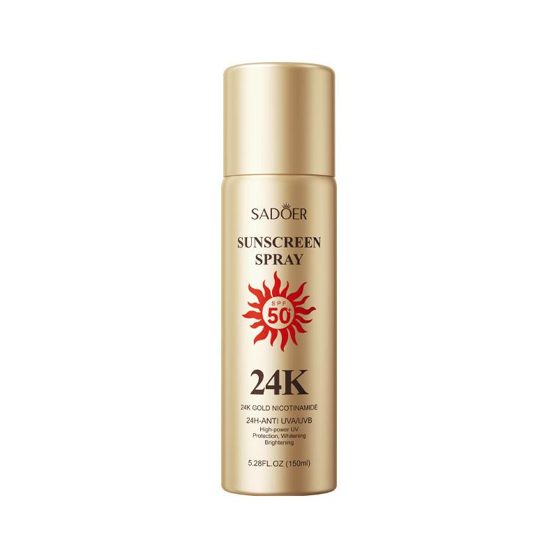 SPF50 Sunscreen Spray 24K Gold Nicotinamide UV Protection Face Body Sunblock Hydrating Lightweight Sun Care Mist