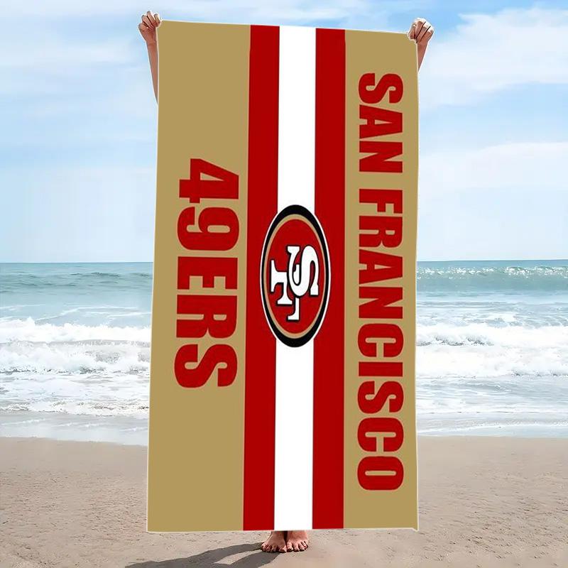 SF 49ers Print Beach Towel, Large Soft Quick Dry Towel for Beach Camping Swimming