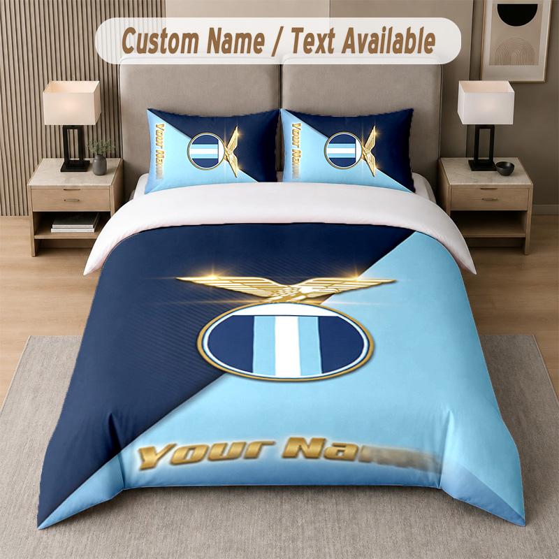 Juego de Ropa de Cama con Diseño del Lazio FC Texto Personalizado 1 Funda Nórdica y 2 Fundas de Almohada