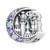WOSTU 925 Sterling Silver Vintage Castle Beads Magic Mirror Pendant Red Crystal Heart Beads Fit Original Bracelet DIY Punk Gift