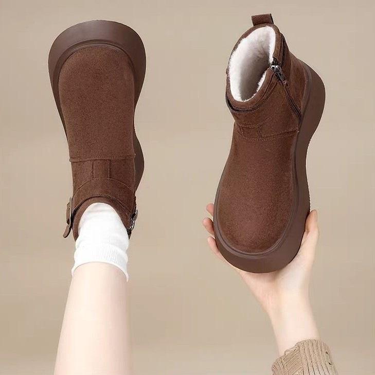 New thick-soled snow boots winter retro thickened warm Martin boots heightened and thin short boots
