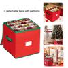 Christmas Ornament Storage Box with Adjustable Dividers Zippered Closure Xmas Decoration Storage Box Fits 64 Holiday Ornaments